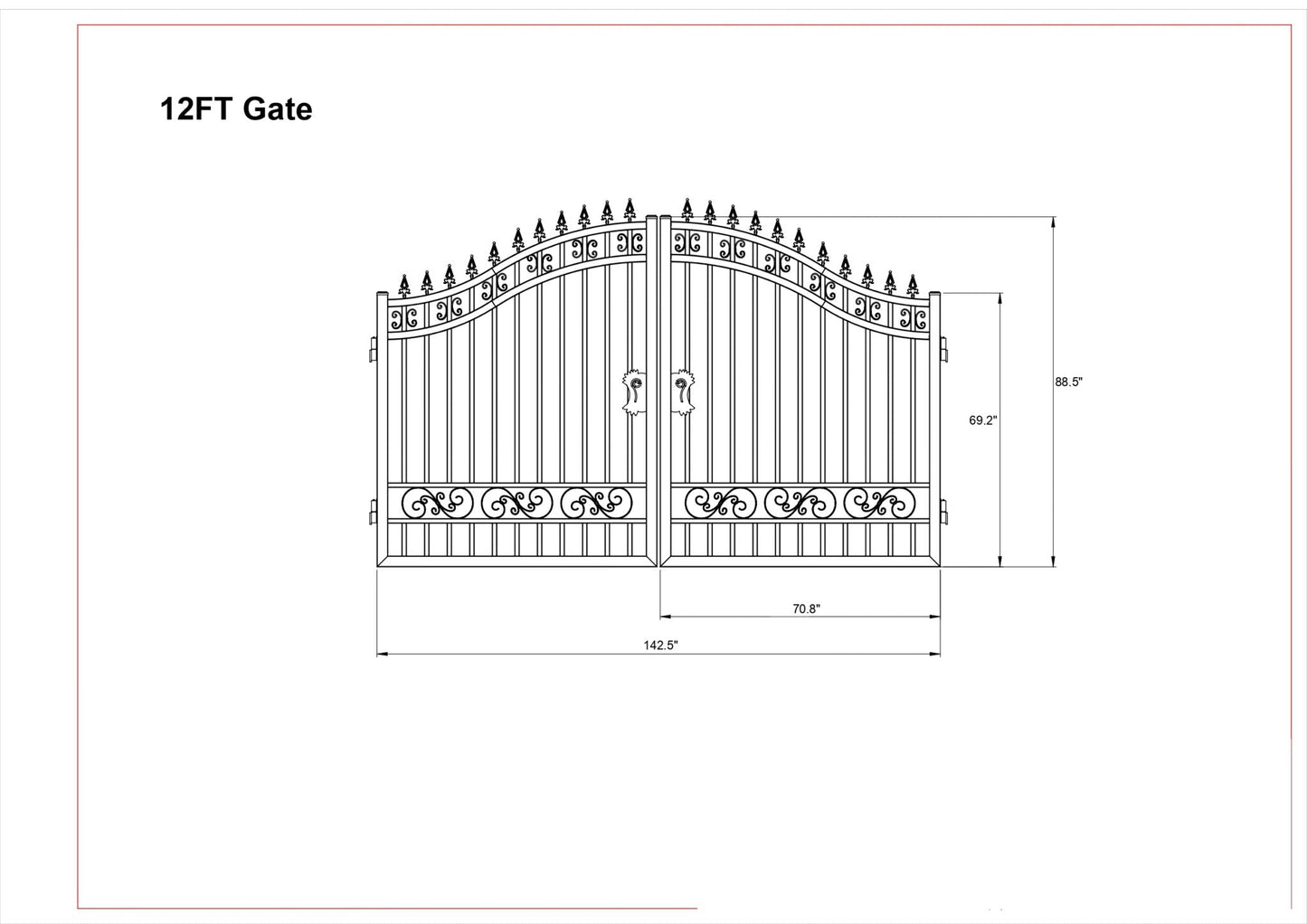 Driveway Steel Gate / Metal Garden Gate 12′ Wide