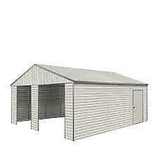 Double Garage Metal Shed Automatic Roll up Door with Side Entry Door- 21’(W) x 19’(L) x 13’(H)