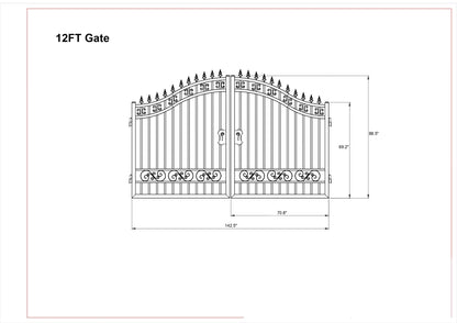 Driveway Steel Gate / Metal Garden Gate 12′ Wide