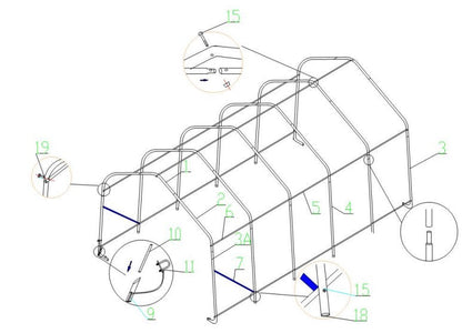 Peak shape single truss 12' wide 20' length 9' height