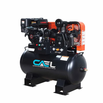 CAEL 320230 - Skid Mount Gas Air Compressor, 2-Stage Belt Drive, 14 HP Engine, Horizontal Tank