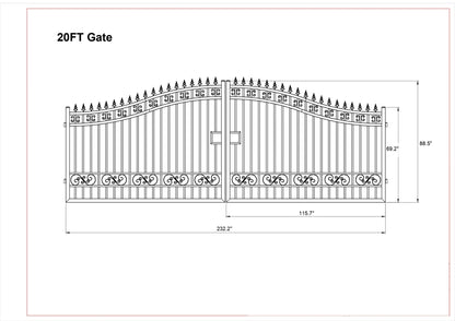Driveway Steel Gate / Metal Garden Gate 20′ Wide