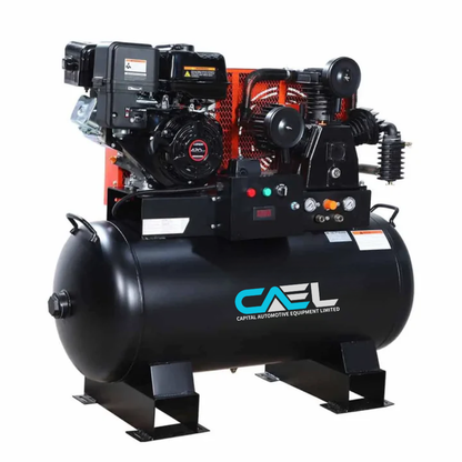 CAEL 320230 - Skid Mount Gas Air Compressor, 2-Stage Belt Drive, 14 HP Engine, Horizontal Tank