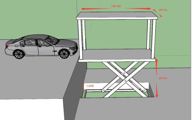 Double deck underground home garage parking lift hydraulic car scissor lift (DDSL3T)