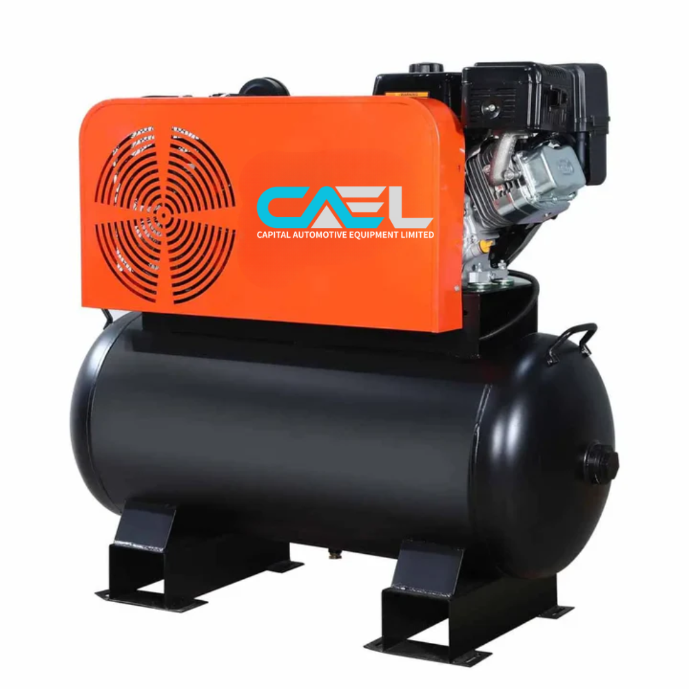 CAEL 320230 - Skid Mount Gas Air Compressor, 2-Stage Belt Drive, 14 HP Engine, Horizontal Tank