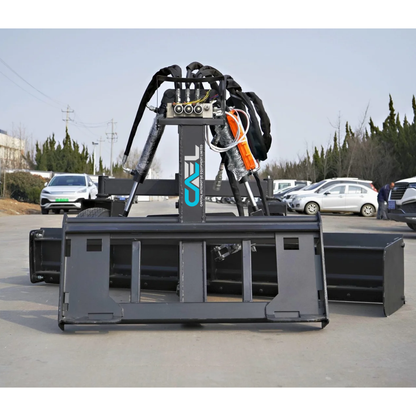 8 FT Skid Steer Hydraulic Land Grader – 25° Angle & 24° Tilt