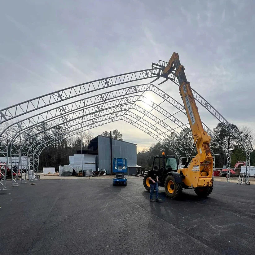 Peak Shape Double Truss 70′ Wide 28′ Height  100′ Length
