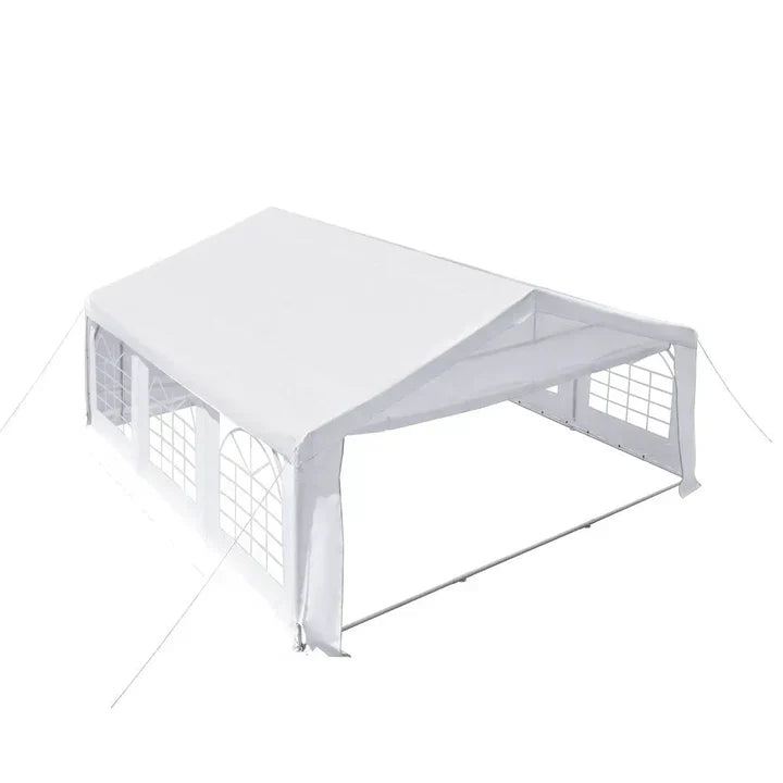 20' x 20' Heavy Duty Outdoor Party Tent with Removable Sidewalls and Roll-Up Doors, PE tarpaulin fabric, 6’6" Overhead, 10’ Peak Ceiling
