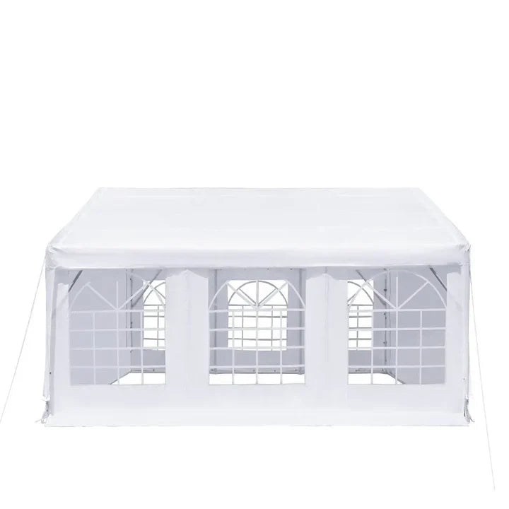 20' x 20' Heavy Duty Outdoor Party Tent with Removable Sidewalls and Roll-Up Doors, PE tarpaulin fabric, 6’6" Overhead, 10’ Peak Ceiling