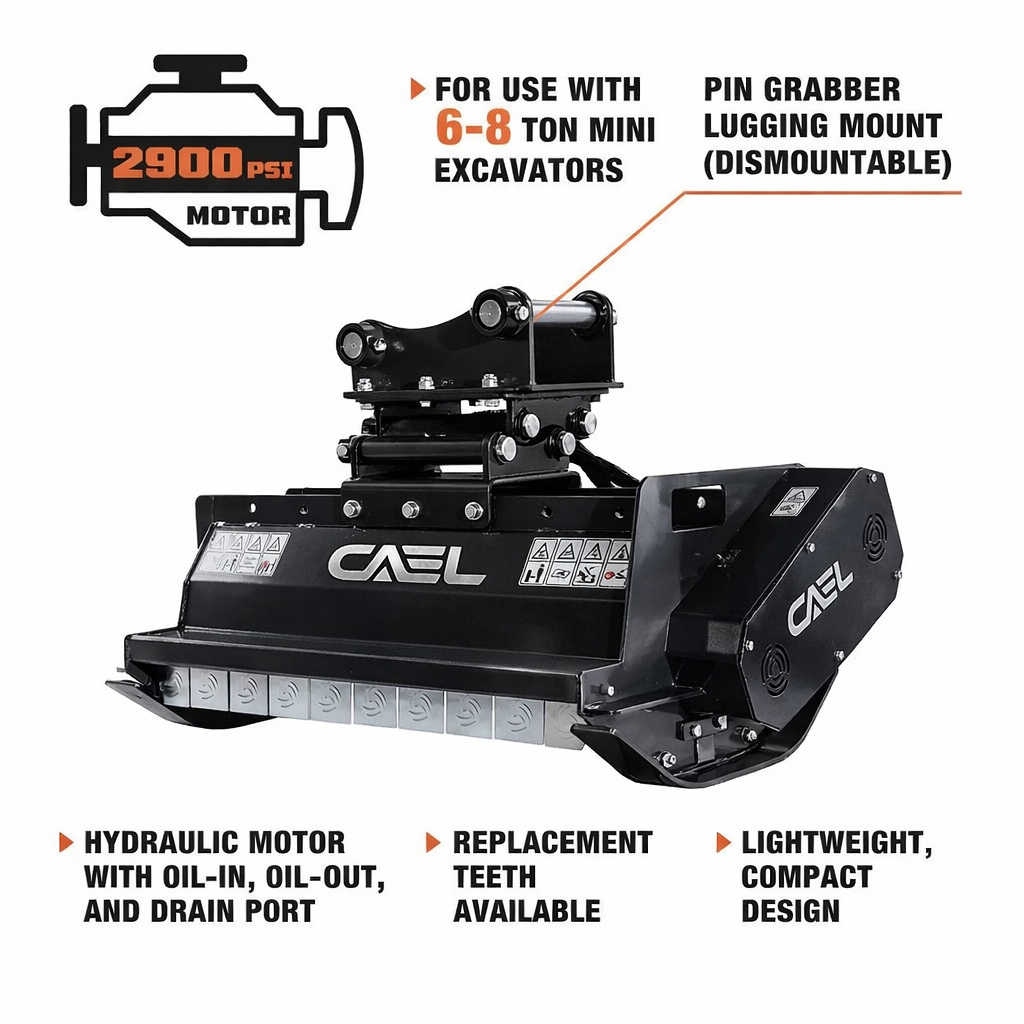 CAEL-EMH80 Excavator Flail Mower – 31.5 Inch Hydraulic Brush Cutter for 5-10 Ton Excavators