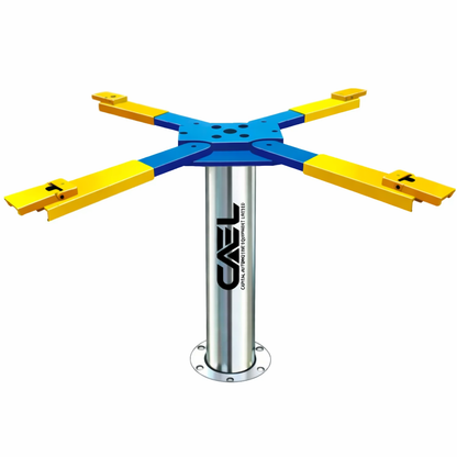 In-ground single post car lift – X shape