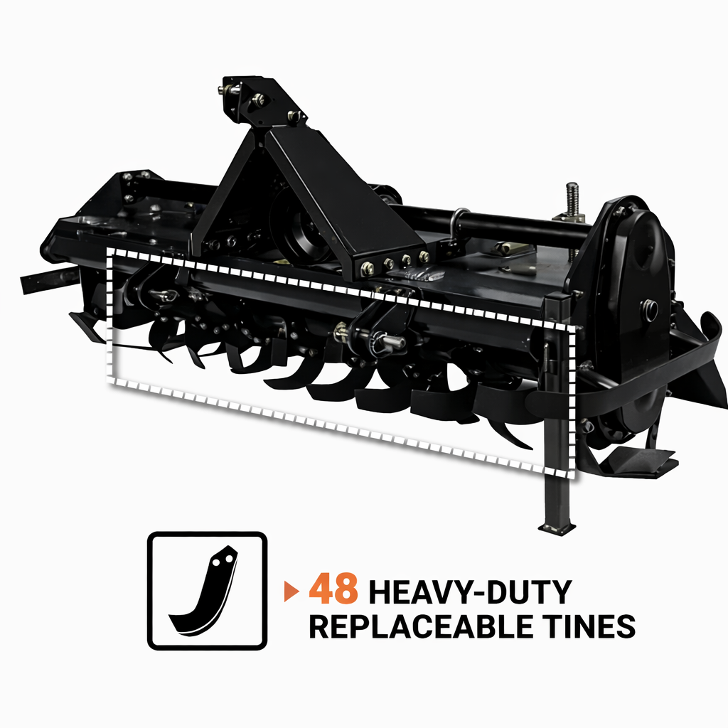 CAEL TL-125 Light Duty Rotary Tiller – 47" PTO Tractor Tiller for 18–22 HP Tractors