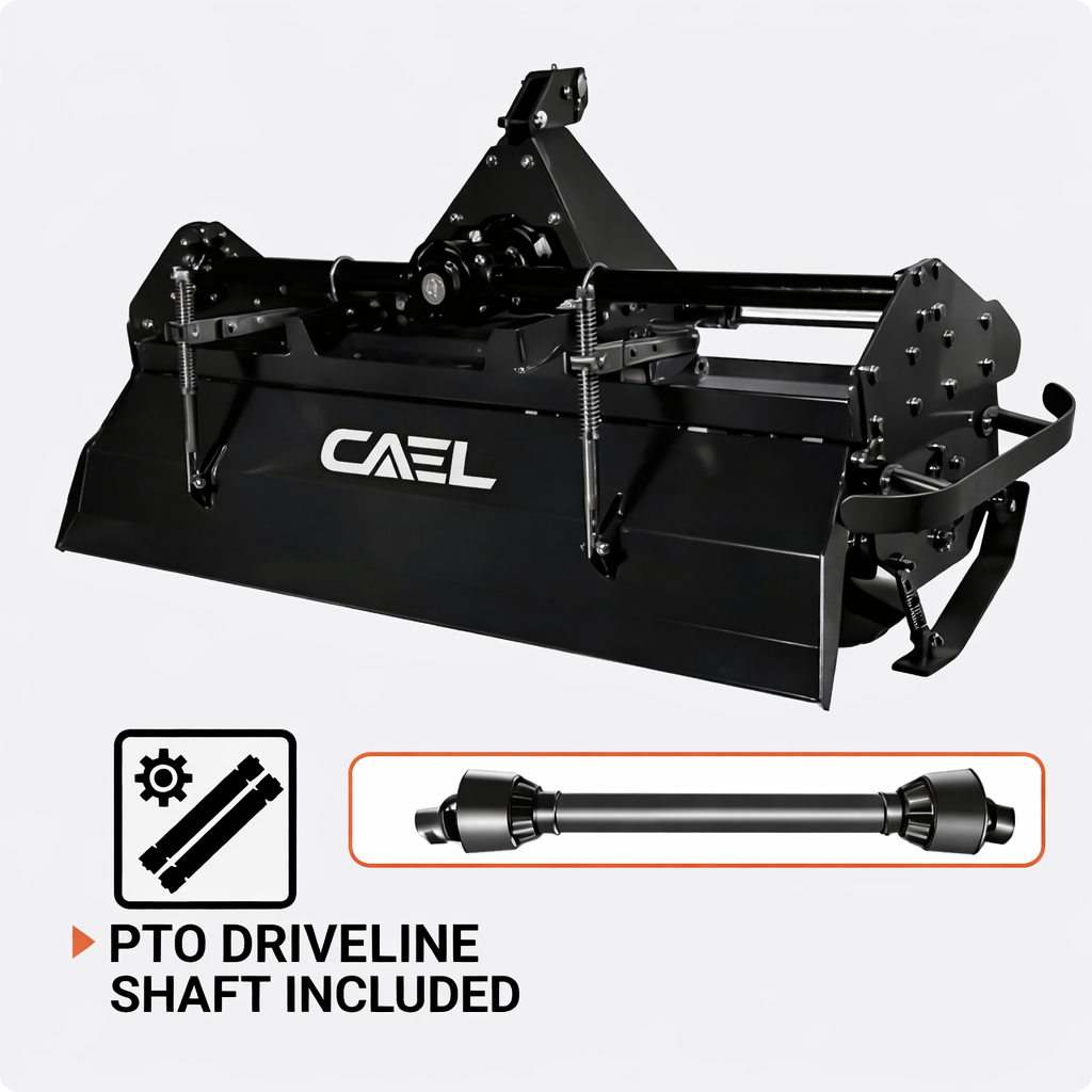 CAEL TL-125 Light Duty Rotary Tiller – 47" PTO Tractor Tiller for 18–22 HP Tractors