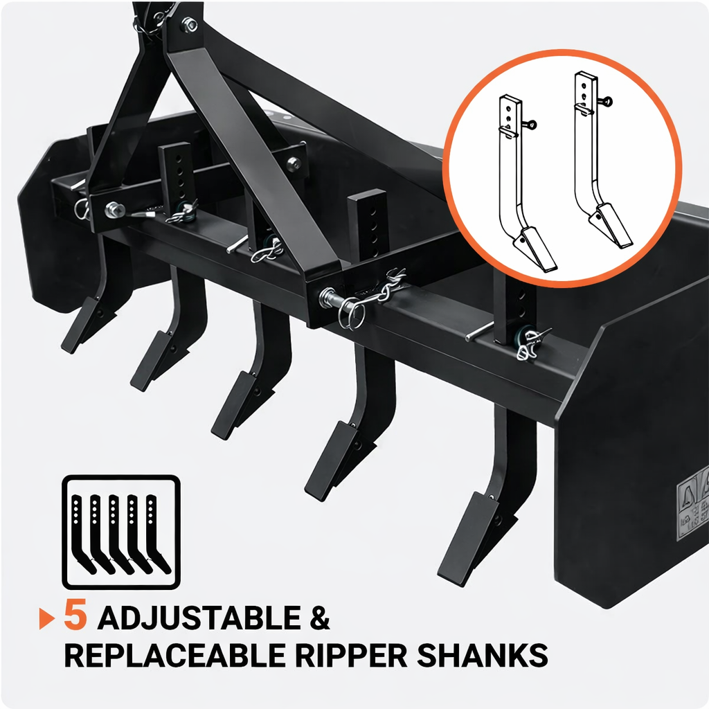 Rear Box Blade for Tractor – 59" Heavy Duty Land Leveler (CAEL RBB-5FT)
