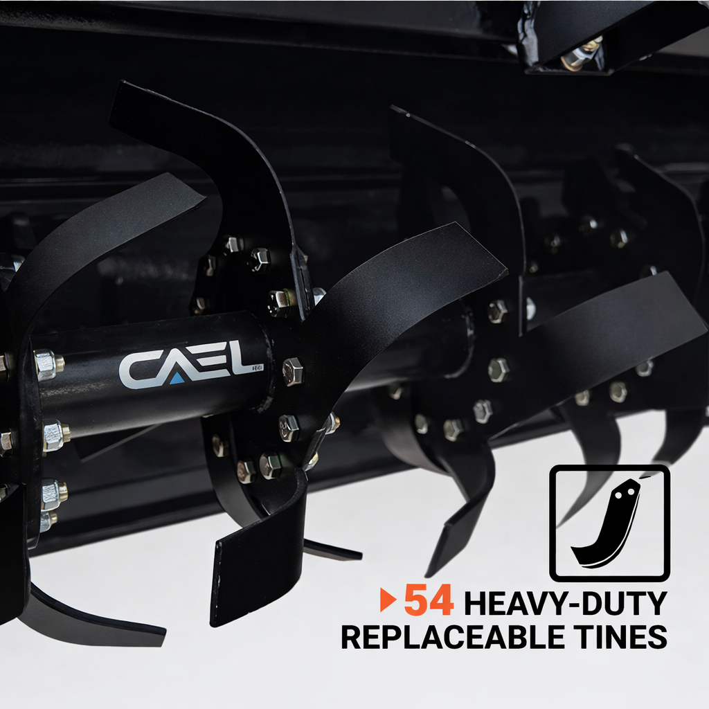 CAEL IGN160 Heavy Duty Rotary Tiller – 61" PTO Tractor Tiller for 42 HP Tractors