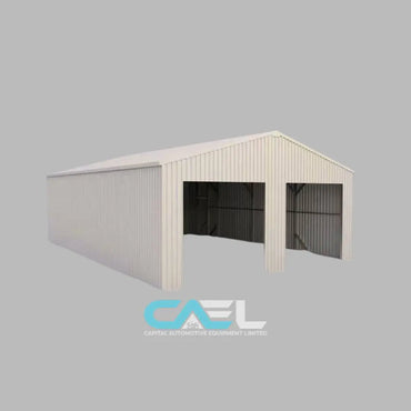 Double Garage Metal Shed Automatic Roll up Door with Side Entry Door – 25(W)x50(L)x13(H)