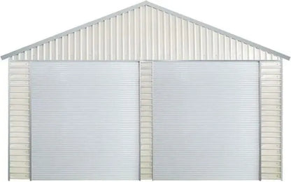 Double Garage Metal Shed Automatic Roll up Door with Side Entry Door – 25(W)x50(L)x13(H)