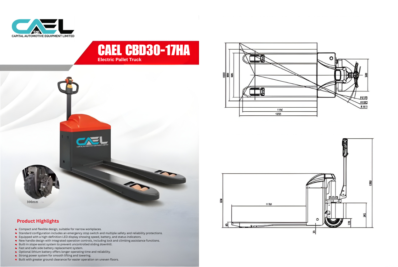 Electric Pallet Truck 3 Ton Capacity (CAEL CBD30 )