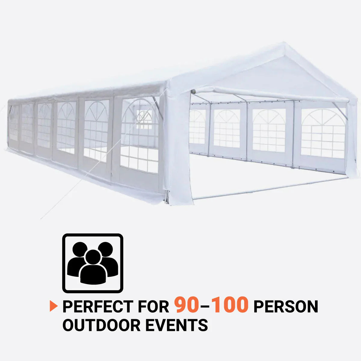 20' x 40' Heavy Duty Outdoor Party Tent with Removable Sidewalls and Roll-Up Doors, 11 oz PE Cover, 6’6" Overhead, 10’ Peak Ceiling