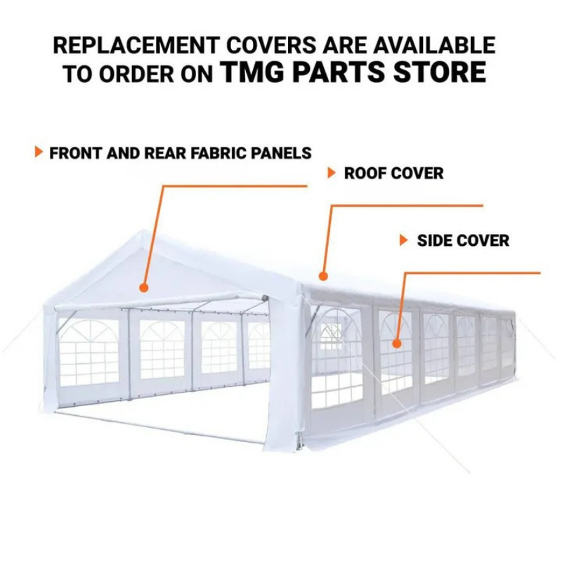 20' x 40' Heavy Duty Outdoor Party Tent with Removable Sidewalls and Roll-Up Doors, 11 oz PE Cover, 6’6" Overhead, 10’ Peak Ceiling