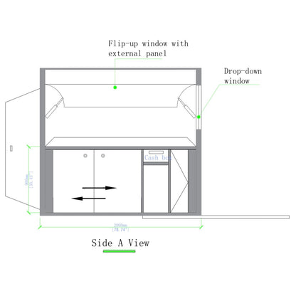CAEL’s 7′ Square Top Mobile Food Cart – B&W