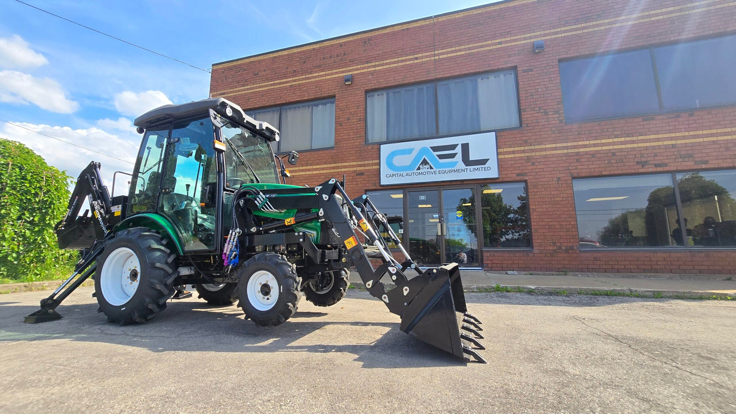 Tractor with Cab, Loader and Backhoe