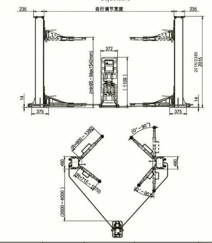 Two-Post movable hoist car truck lift hydraulic lift Low ceiling 6610 LBS (2PMH-66)